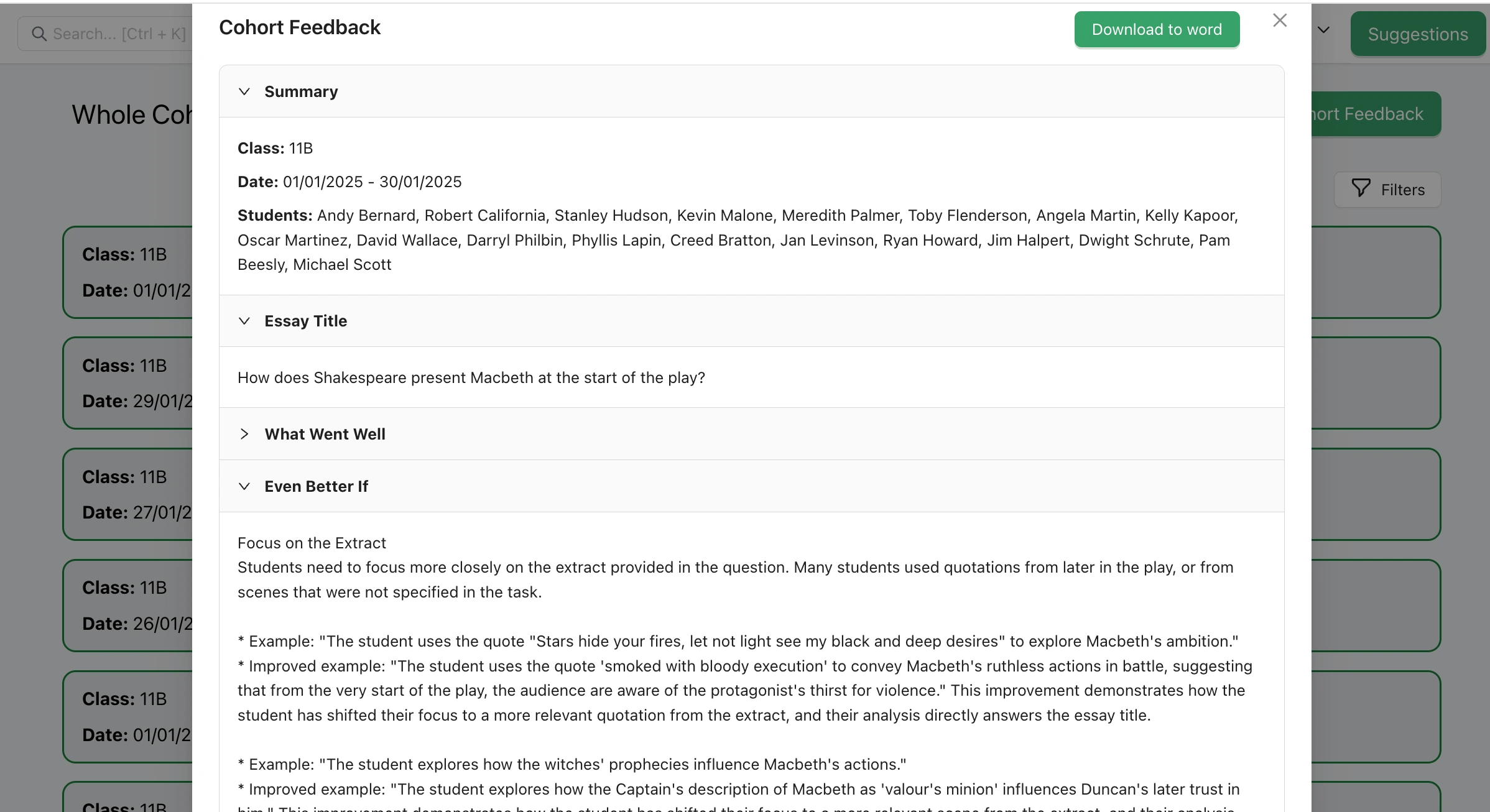 Whole Class Feedback